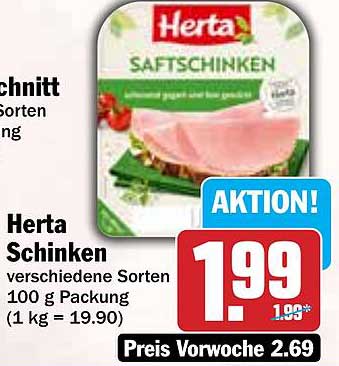 Herta Schinken 100 g - Saftschinken in verschiedenen Sorten