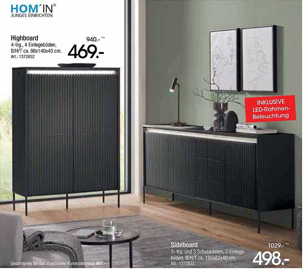 Highboard mit LED-Rahmen-Beleuchtung von HOM'IN