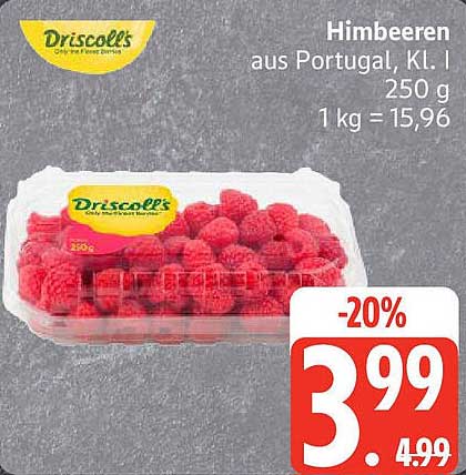 Himbeeren aus Portugal, KL. I - 250 g