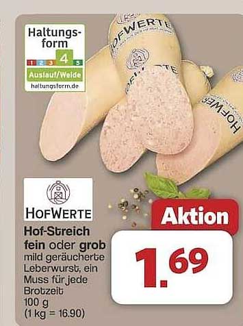 Hof-Werte Hof-Streich fein oder grob – mild geräucherte Leberwurst