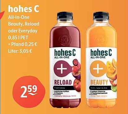hohes C All-In-One Beauty, Reload oder Everyday 0,85 l PET