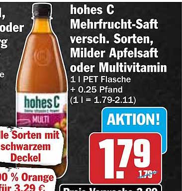 hohes C Mehrfrucht-Saft verschiedene Sorten, Milder Apfelsaft oder Multivitamin