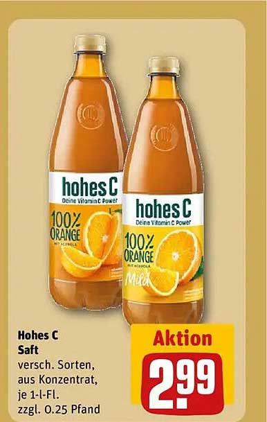 Hohes C Saft - 100% Orange aus Konzentrat