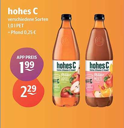 hohes C verschiedene Sorten 1,0 l PET