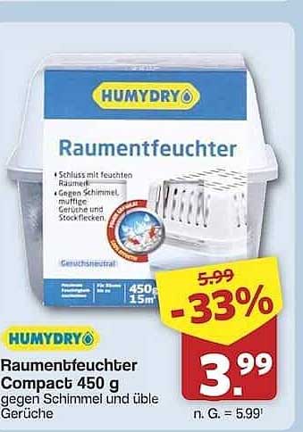 Humydry Raumtrockner Compact 450 g - Schutz gegen Schimmel und üble Gerüche