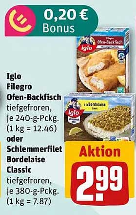 Iglo Filegro Ofen-Backfisch oder Schlemmerfilet Bordelaise Classic