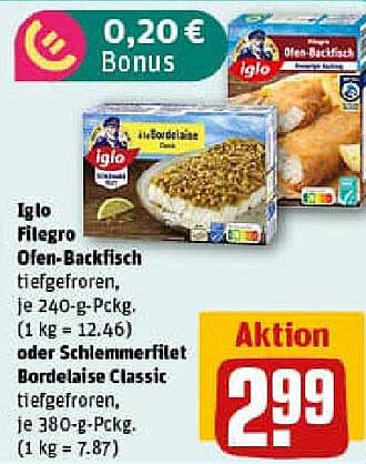Iglo Filegro Ofen-Backfisch oder Schlemmerfilet Bordelaise Classic – Aktion