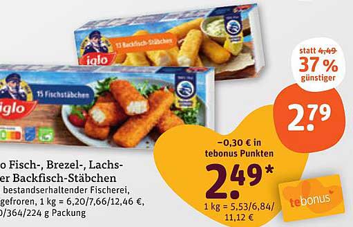Iglo Fisch-, Brezel-, Lachs- Backfisch-Stäbchen