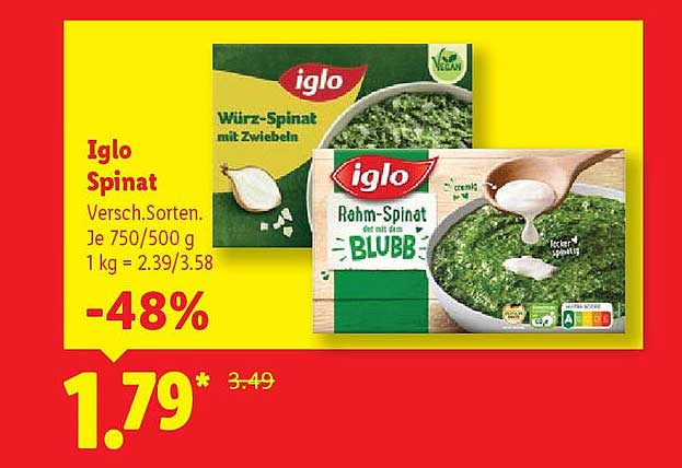 Iglo Spinat Verschiedene Sorten 750g / 500g