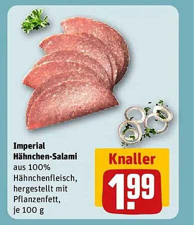 Imperial Hähnchen-Salami aus 100% Hähnchenfleisch, hergestellt mit Pflanzenfett, je 100 g