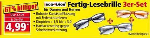 inca-vision Fertig-Lesebrille 3er-Set für Damen und Herren