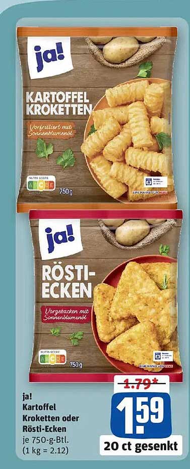 ja! Kartoffel Kroketten oder Rösti-Ecken je 750-g-Btl.