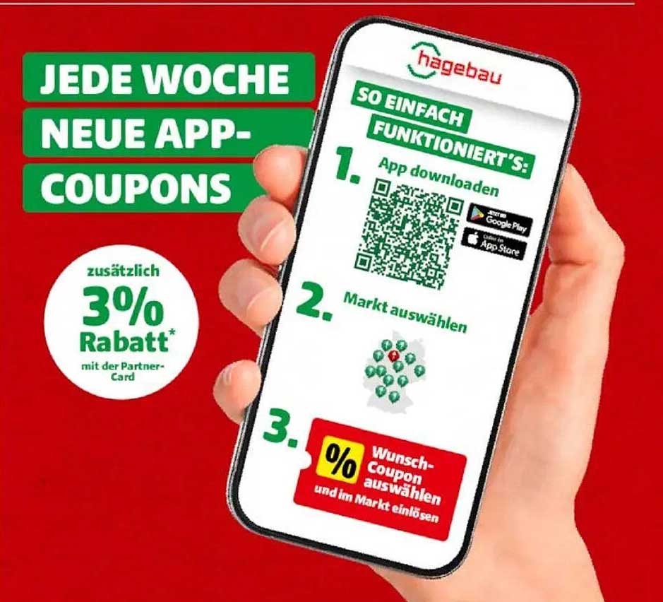 Jede Woche neue App-Coupons mit 3% Rabatt* bei Hagebau