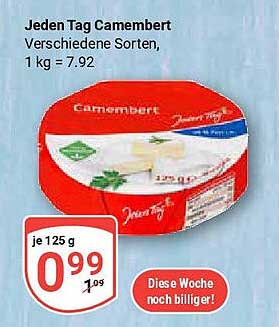 Jeden Tag Camembert 125 g für nur 0,99 €