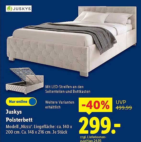 Juskys Polsterbett "Nizza" - Jetzt zum Mega Preis!