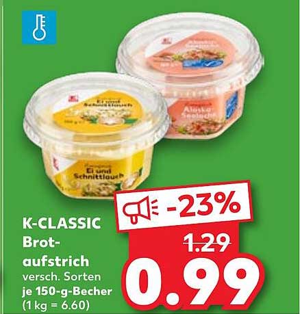 K-CLASSIC Brotaufstrich versch. Sorten je 150-g-Becher