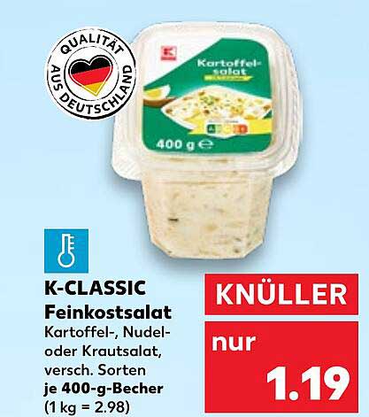 K-CLASSIC Feinkostsalat - Kartoffel-, Nudel- oder Krautsalat, 400 g