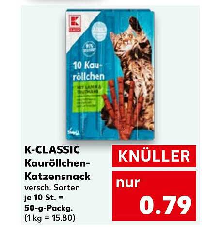 K-CLASSIC Kauröllchen-Katzensnack, 10 Stück, 50-g-Pack
