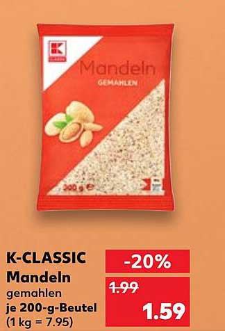 K-CLASSIC Mandeln gemahlen je 200-g-Beutel
