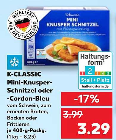 K-CLASSIC Mini-Knusper-Schnitzel oder Cordon-Bleu 400 g