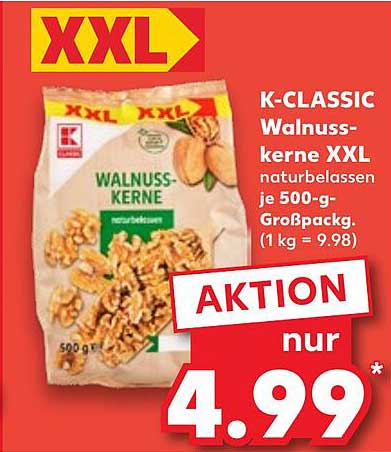 K-CLASSIC Walnusskerne XXL naturbelassen 500-g Groβpackung