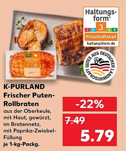 K-PURLAND Frischer Puten-Rollbraten 1-kg-Packung