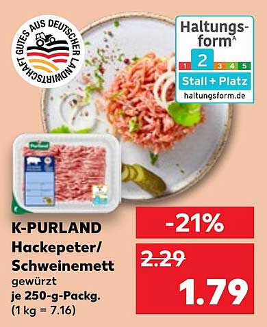 K-PURLAND Hackepeter/Schweinemett gewürzt je 250-g-Packung