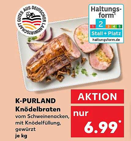 K-PURLAND Knödelbraten vom Schweinenacken, mit Knödelfüllung, gewürzt je kg