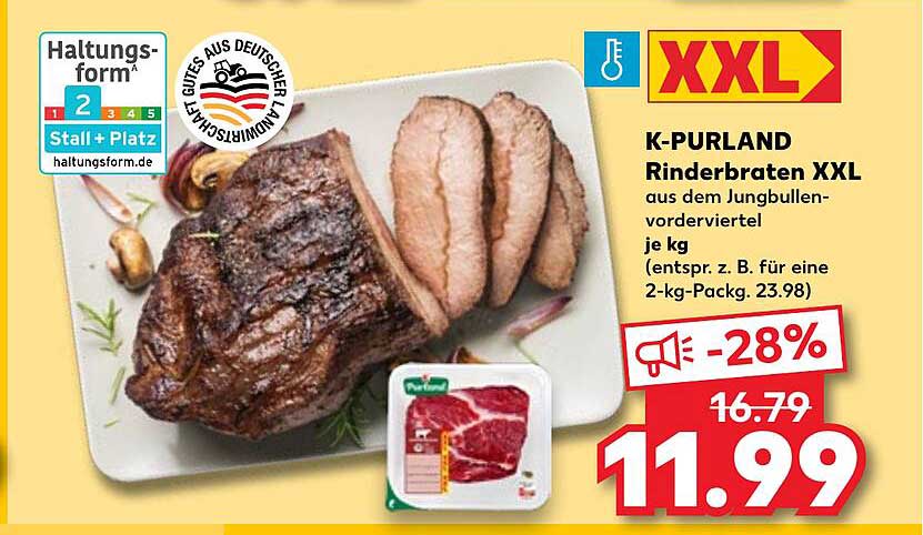 K-PURLAND Rinderbraten XXL aus dem Jungbullen-vorderviertel je kg