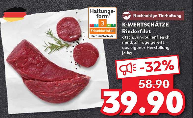 K-WERTSCHÄTZE Rinderfilet - Frisch aus deutscher Herkunft