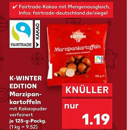 K-WINTER EDITION Marzipankartöffel mit Kakaopulver verfeinert