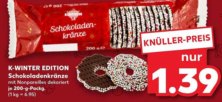 K-WINTER EDITION Schokoladenkränze mit Nonpareilles dekoriert je 200-g-Pack.