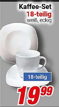 Kaffee-Set 18-teilig, weiß, eckig