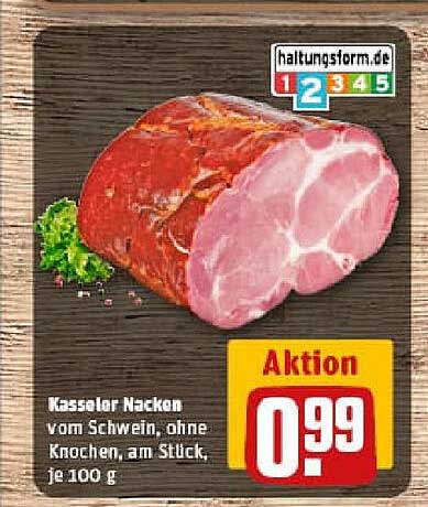 Kasseler Nacken vom Schwein ohne Knochen, am Stück, je 100 g