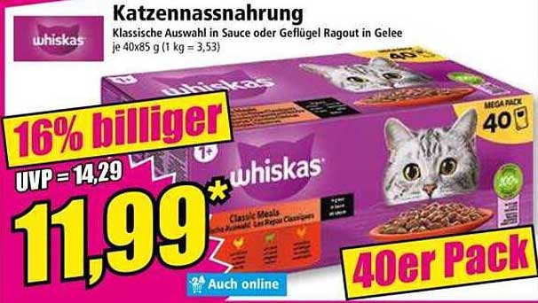 Katzennassnahrung - Whiskas 40er Pack