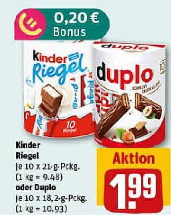 Kinder Riegel und Duplo - Aktion für Schokoladenliebhaber