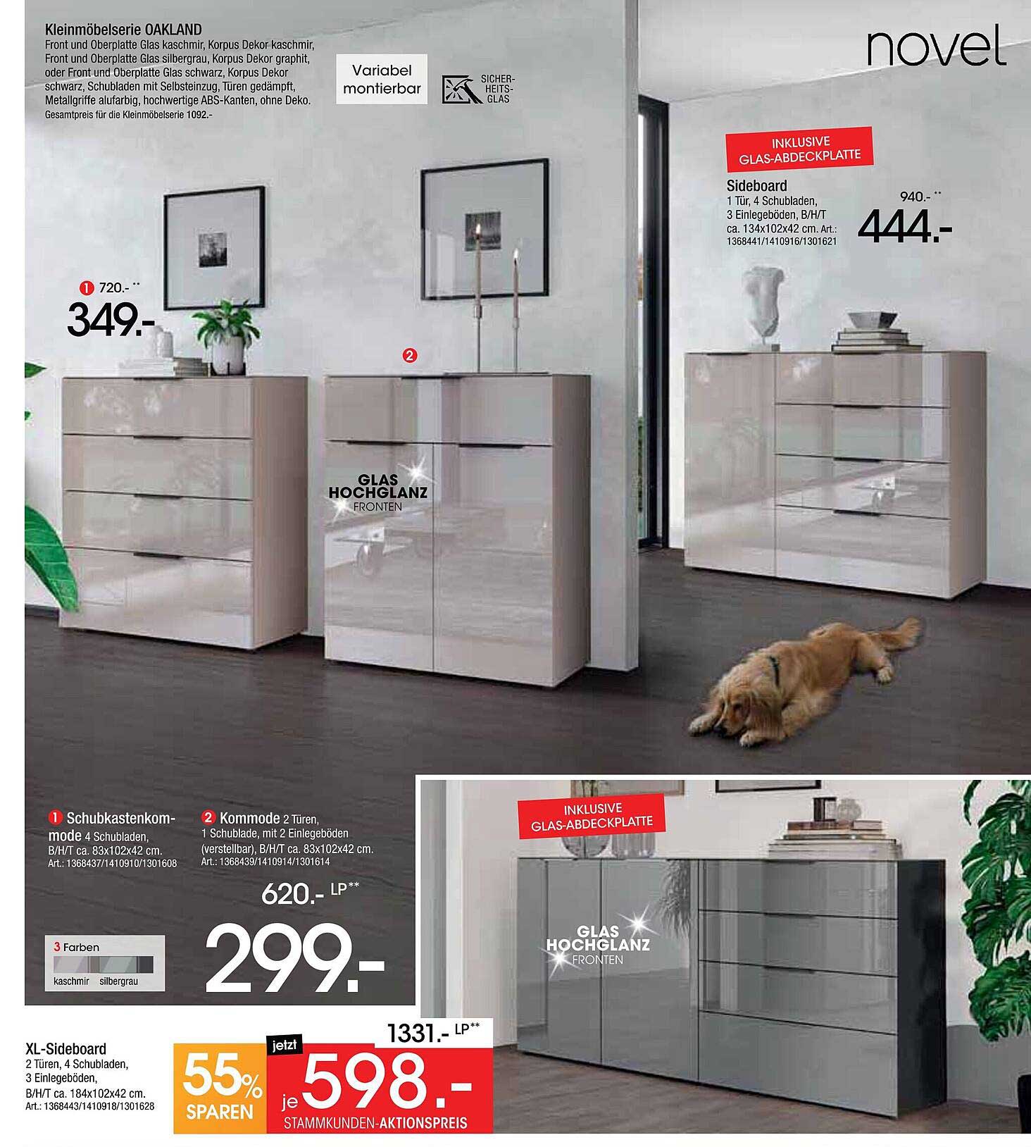 Kleinmöbelserie OAKLAND – Hochglanz Sideboard