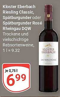 Kloster Eberbach Riesling Classic, Spätburgunder oder Spätburgunder Rosé Rheingau DQW