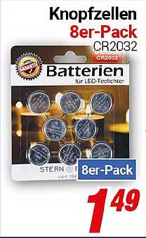 Knopfzellen 8er-Pack CR2032