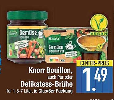 Knorr Bouillon, auch Pur oder Delikatesse-Brühe für 1,5-7 Liter, je Glas/6er Packung