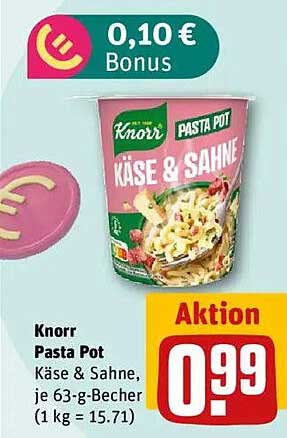 Knorr Pasta Pot Käse & Sahne, je 63-g-Becher