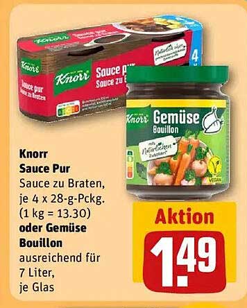 Knorr Sauce Pur oder Gemüse Bouillon, je Glas
