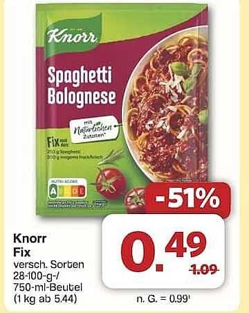 Knorr Spaghetti Bolognese Fix 750 ml