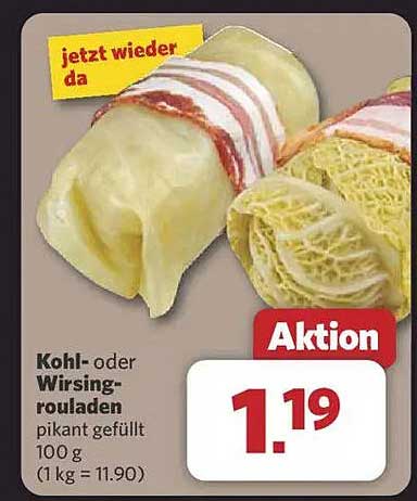 Kohl- oder Wirsingrouladen pikant gefüllt 100 g