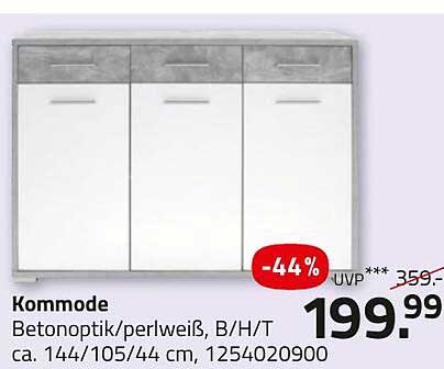 Komm mode Betonoptik/ perlweiß, B/H/T ca. 144/105/44 cm