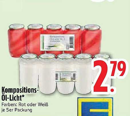 Kompositions-Öl-Licht - Farben: Rot oder Weiß je 5er Packung