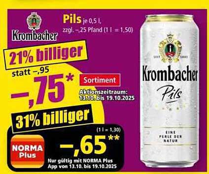 Krombacher Pils 0,5 l - jetzt endlich verfügbar!