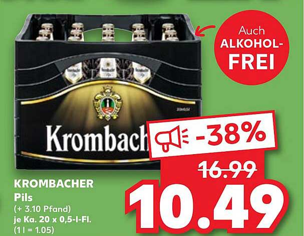 KROMBACHER Pils 20 x 0,5 l für nur 10,49 €