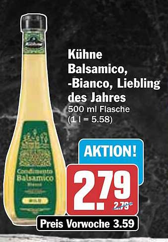 Kühne Balsamico, -Bianco, Liebling des Jahres 500 ml