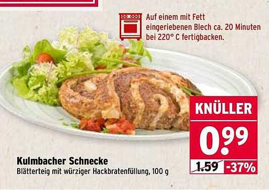 Kulmbacher Schnecke, Blätterteig mit würziger Hackbratenfüllung, 100 g